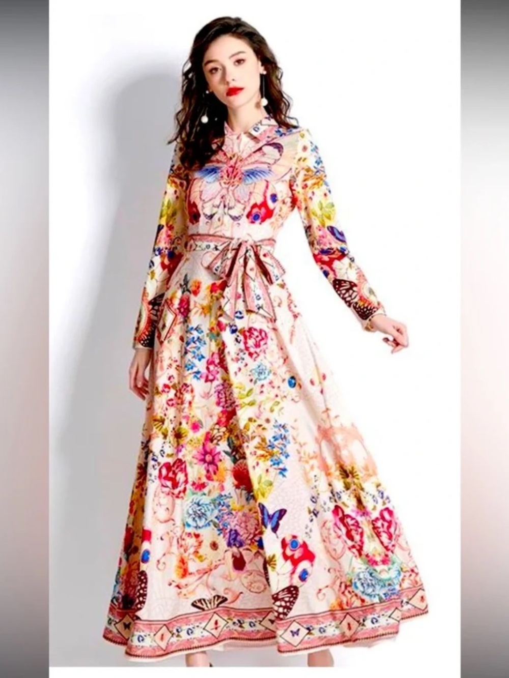 Elegant Floral Maxi dress- Size S